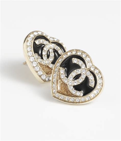 Stud Earrings Metal & Diamantés Gold & Crystal .